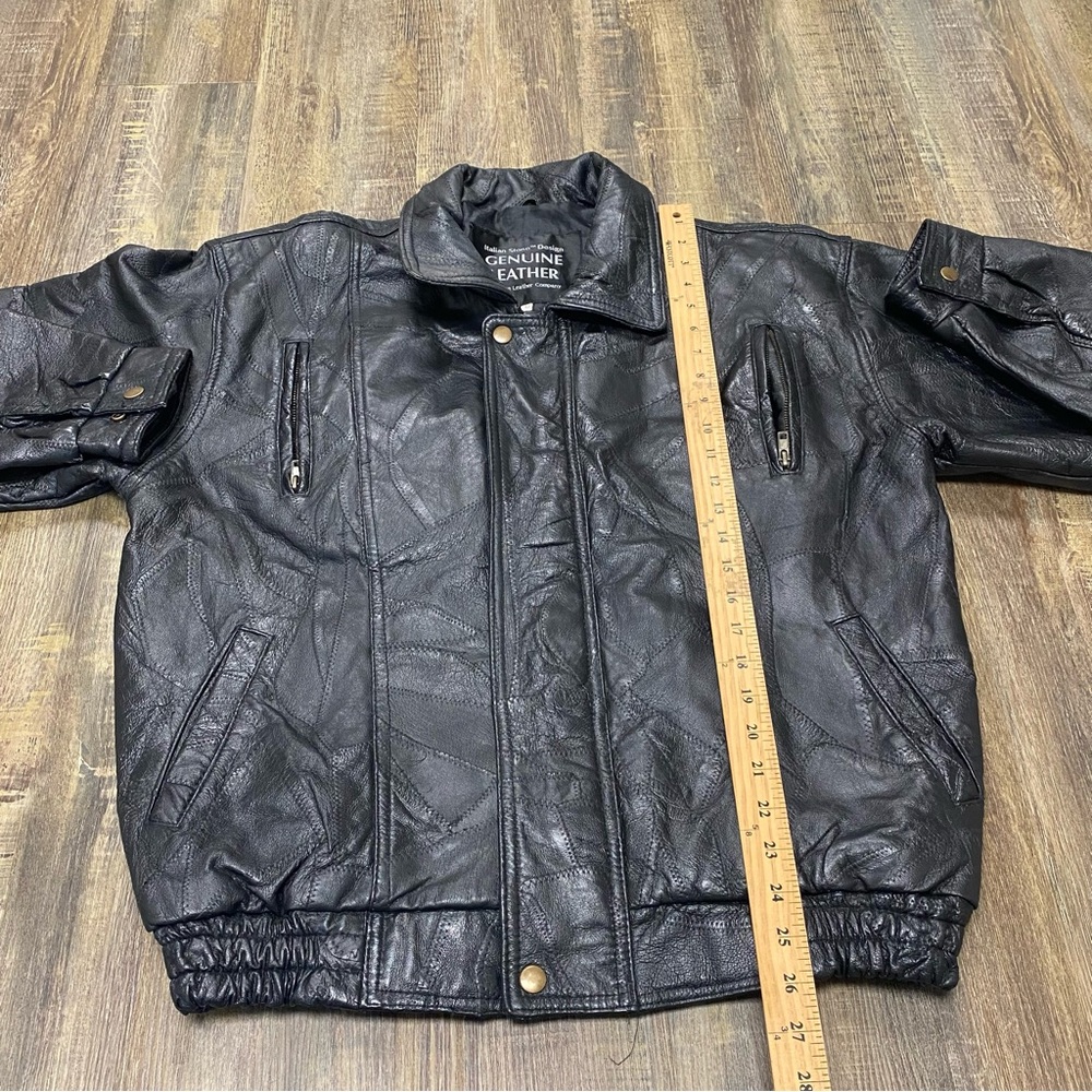 Leather Black Jacket Men Size Medium Bomber Flight Casual Varsity Outerwear - Picture 7 of 16